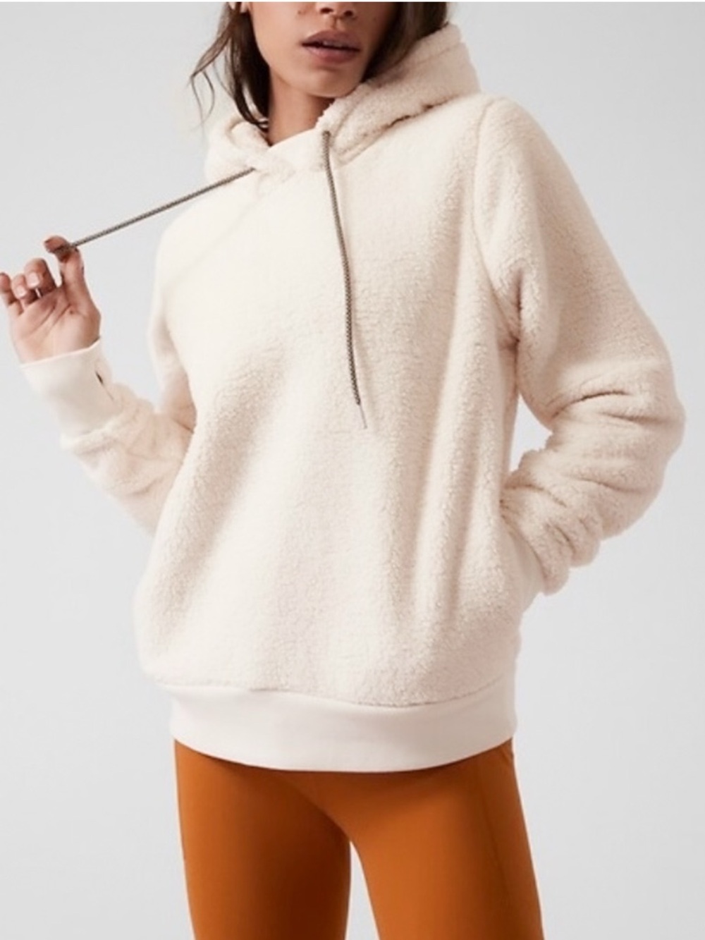 Athleta Cream Tugga Sherpa Hoodie Pullover